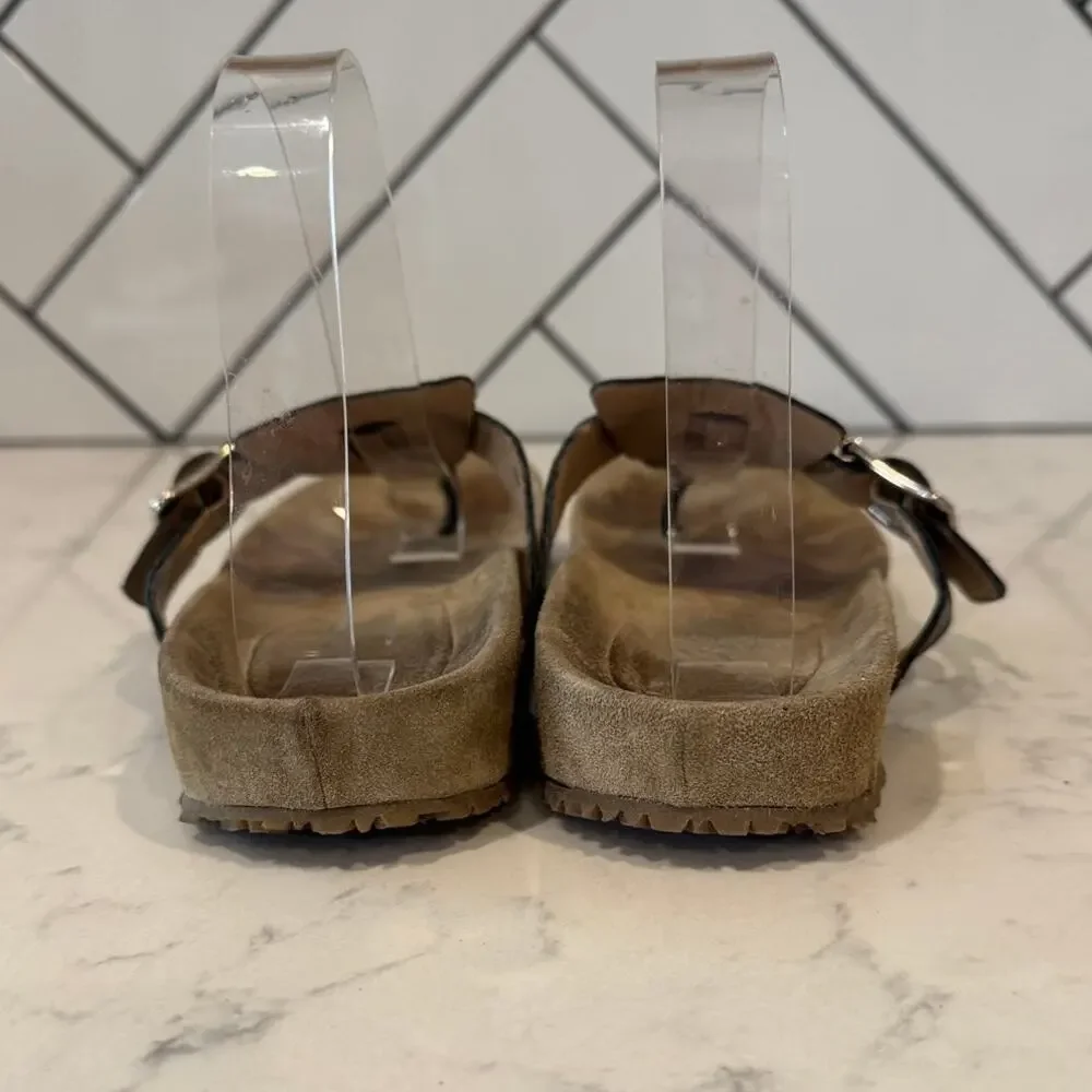 Rare Michael Kors Birkenstock like black leather sandals size 10 made in Italy
